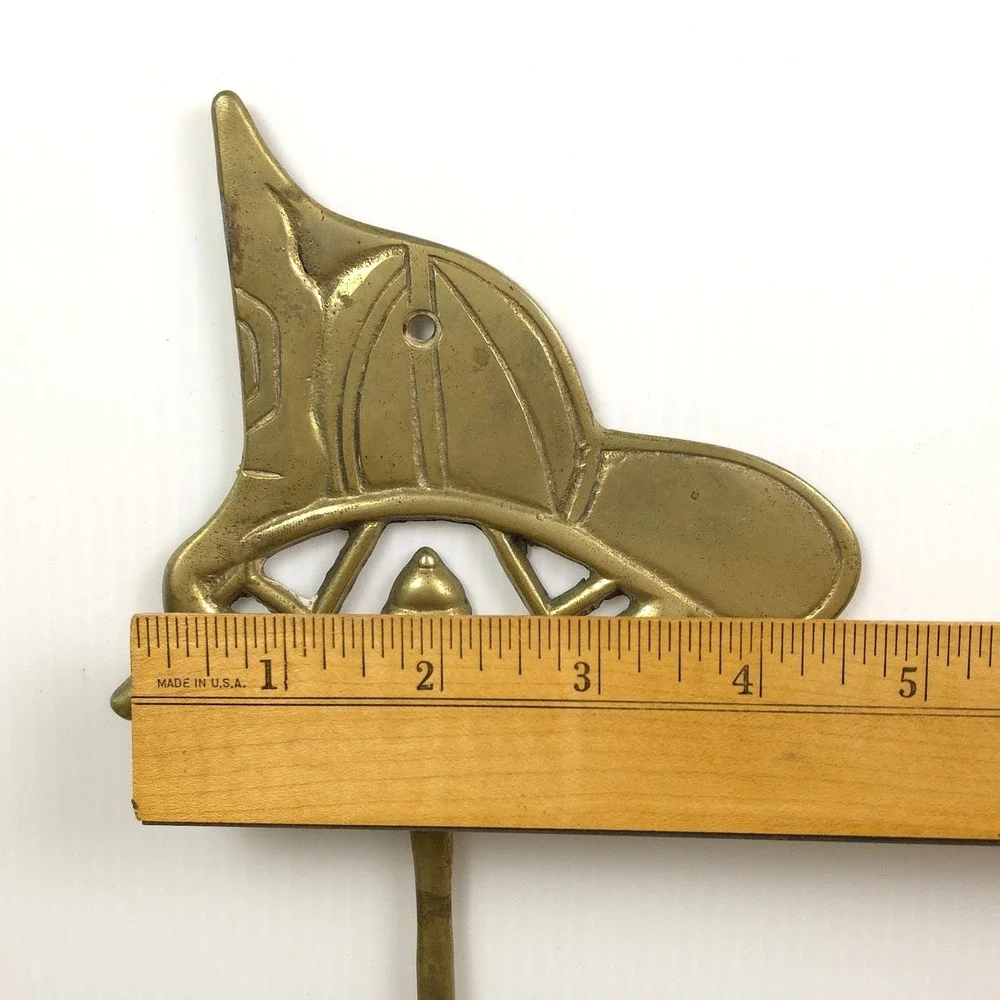 Vintage‎ Penco Brass Fireman Helmet Wall Hook Key Hook